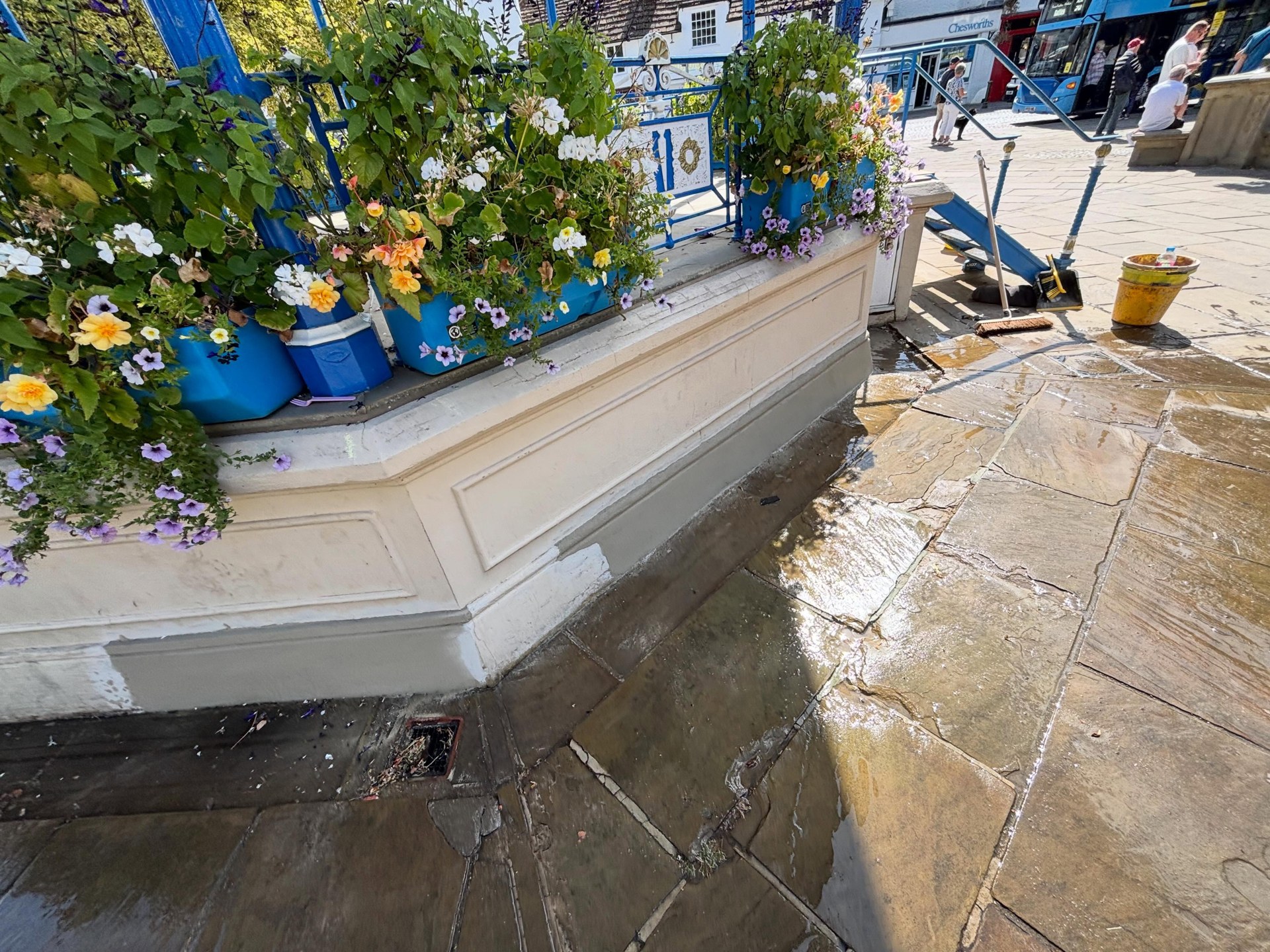 Ash Plastering making good and repairing the rendered base of a bandstand